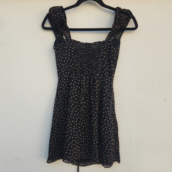 REFORMATION Jess Polka Dot Lace Front Mini Dress in Monti - Picture 4 of 10